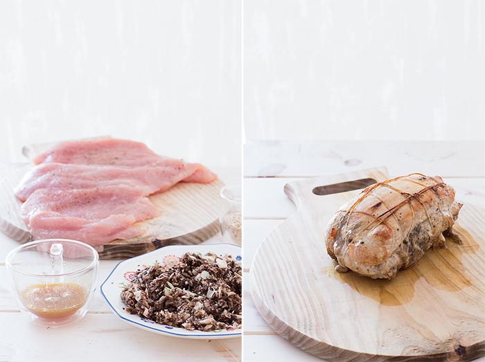 paso a paso rollo de pavo relleno, bajo en calorías