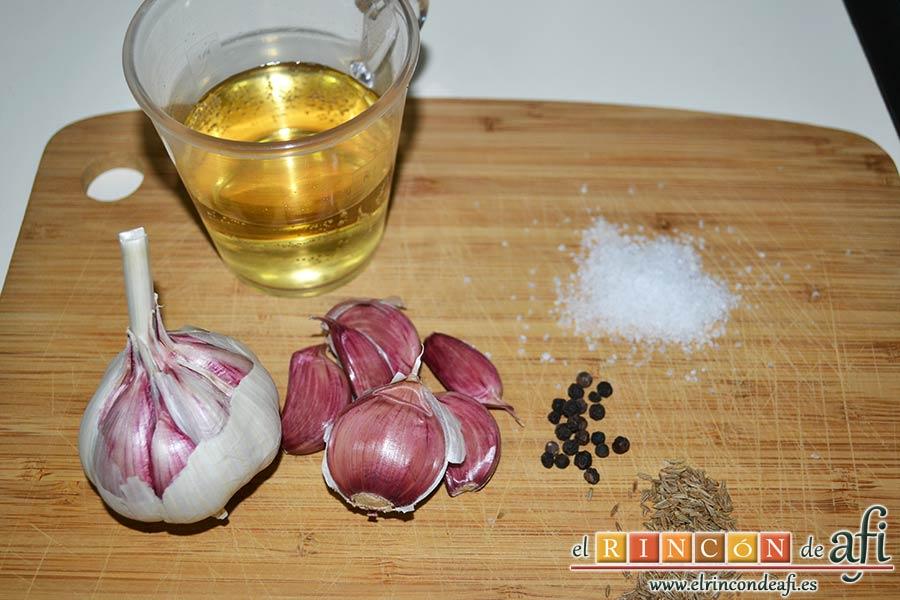 Chuletitas de cordero al ajo cabañil, preparamos los ingredientes del majado