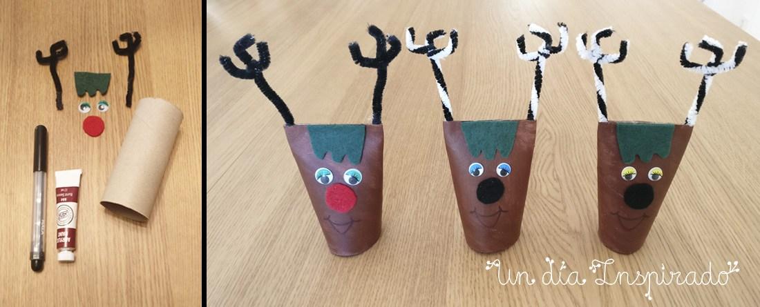 Decoración navideña con rollos de papel