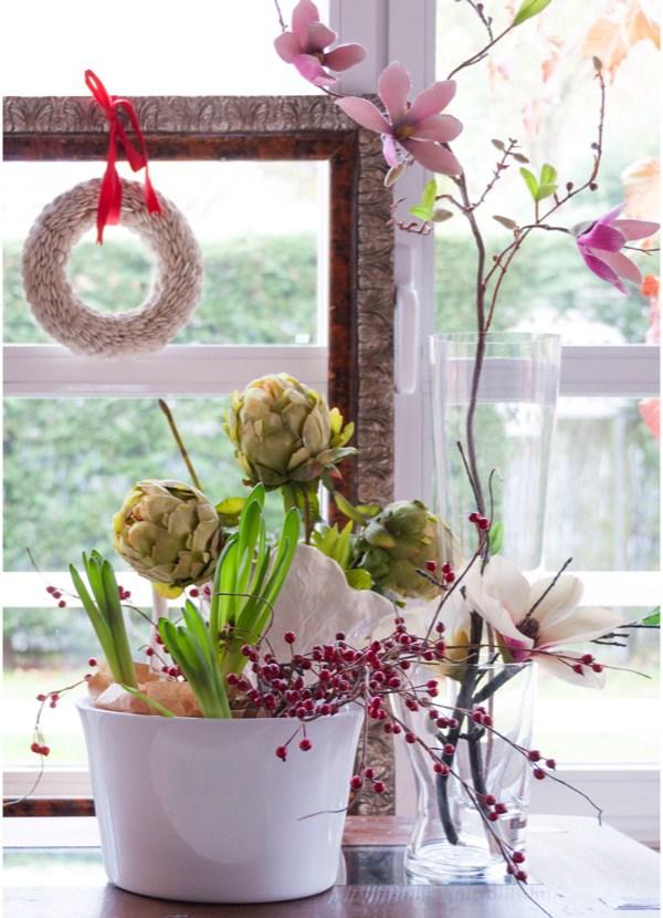 Arreglo floral para bodegón navideño