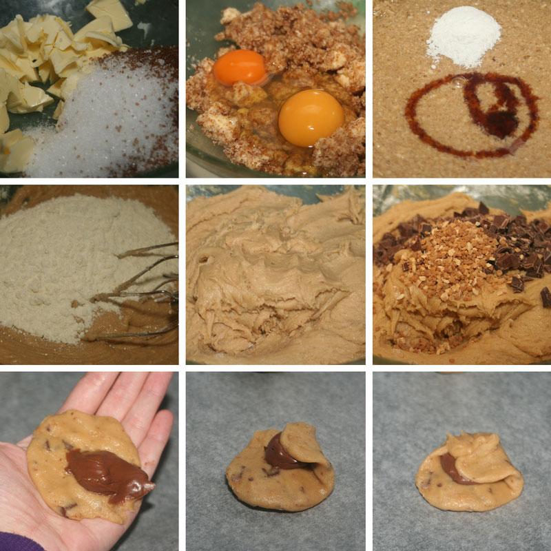 receta galletas con chips de chocolate y nutella - cookies con nutella