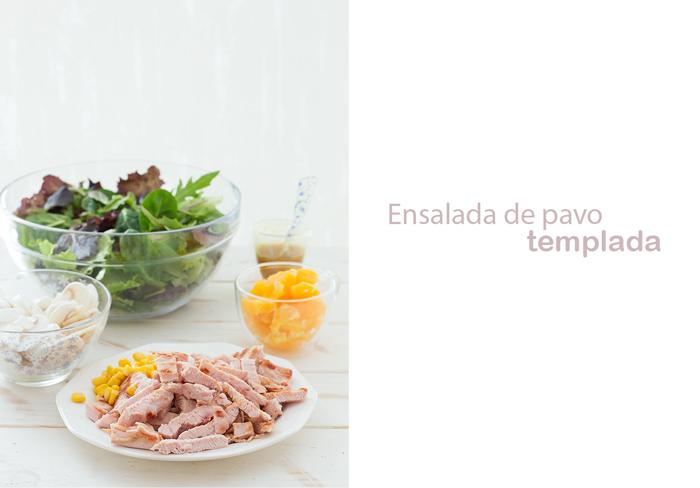paso a paso ensalada templada de pavo, baja en calorías