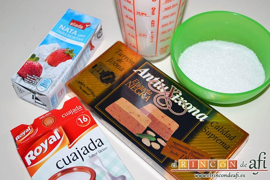 Flan de turrón, preparar los ingredientes