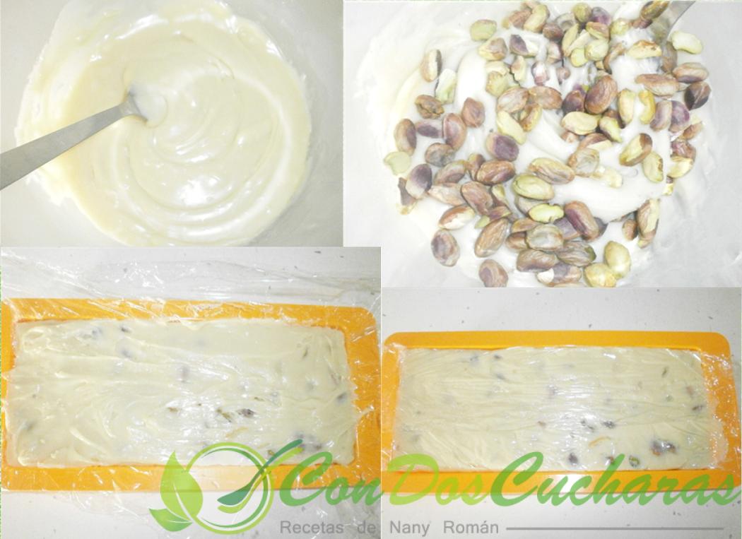 Turrón de chocolate blanco y pistachos