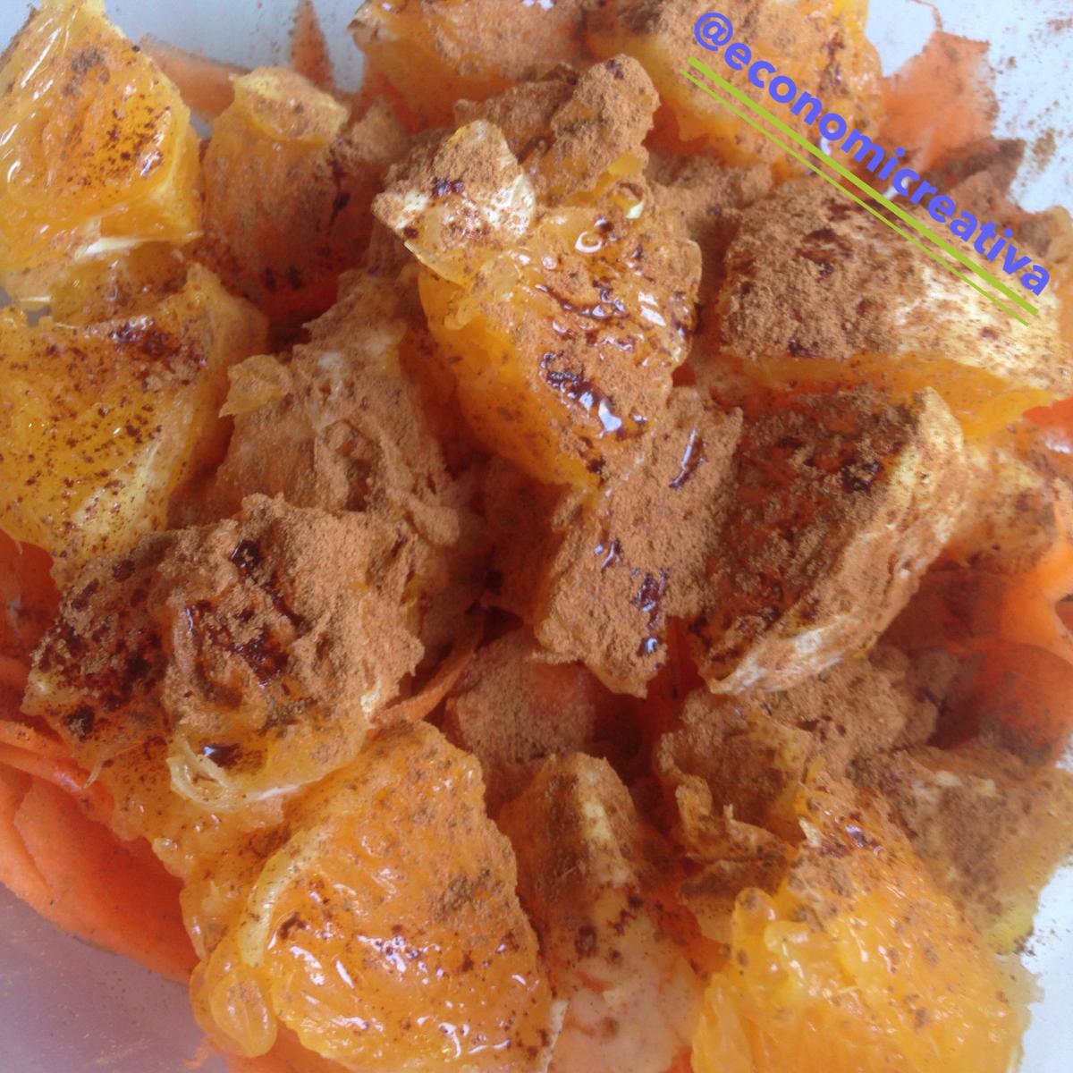 Ensalada dulce de naranja y zanahoria - Con aceite de oliva, edulcorante y canela