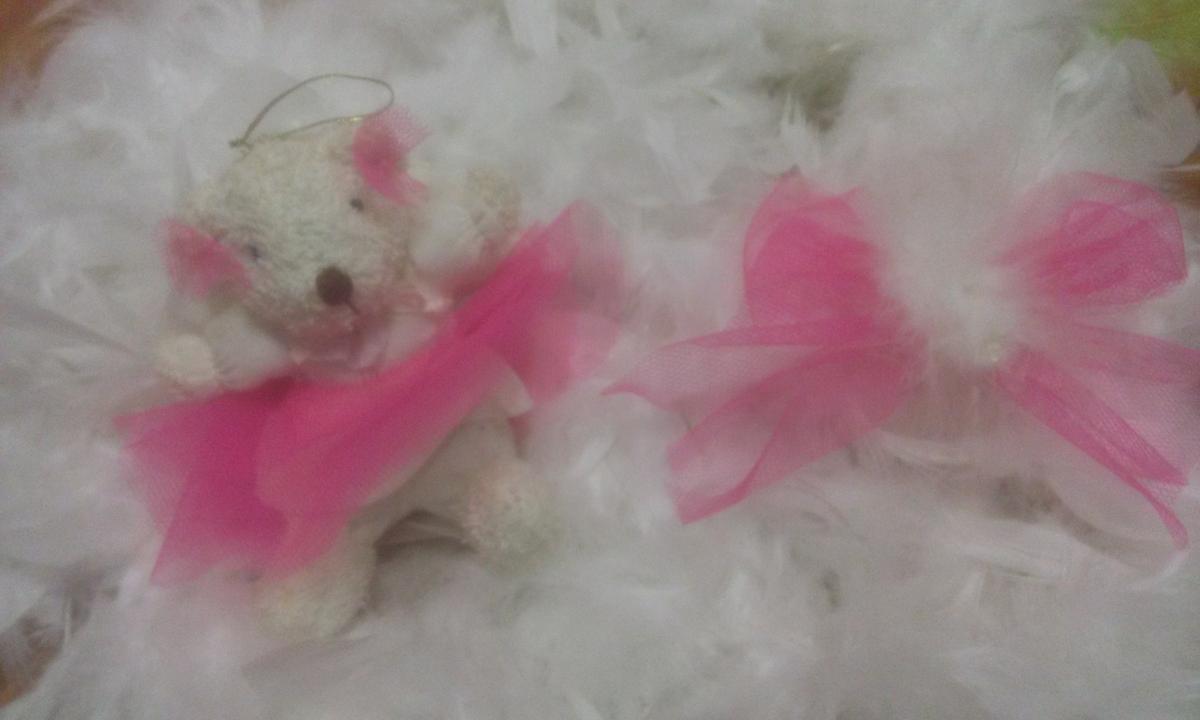 osita-y-lazo-rosa-tul Arbol de Navidad.