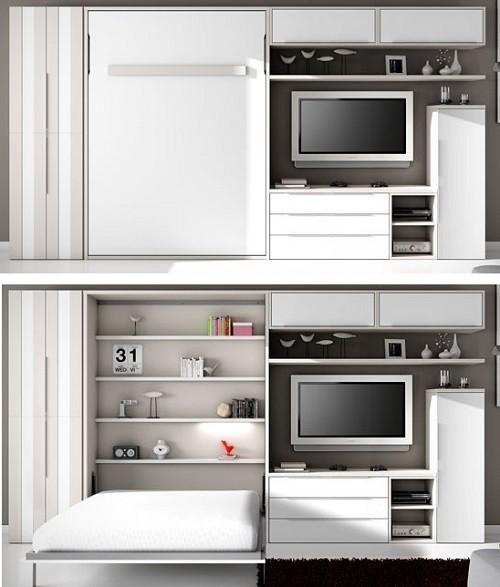 estanterías dentro de mueble abatible