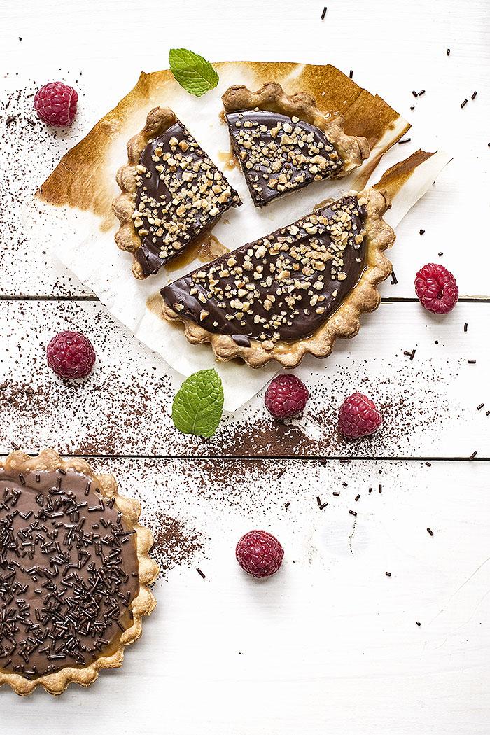 tartaletas de chocolate y caramelo salado