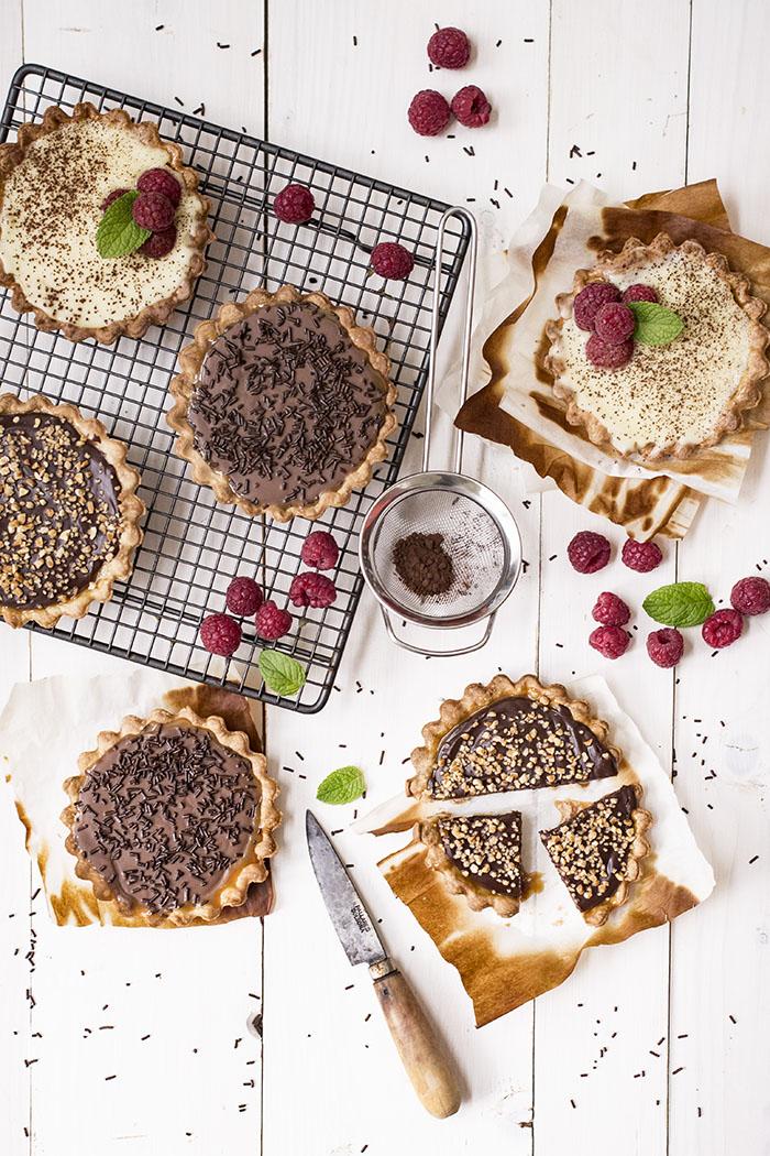 tartaletas de chocolate y caramelo salado