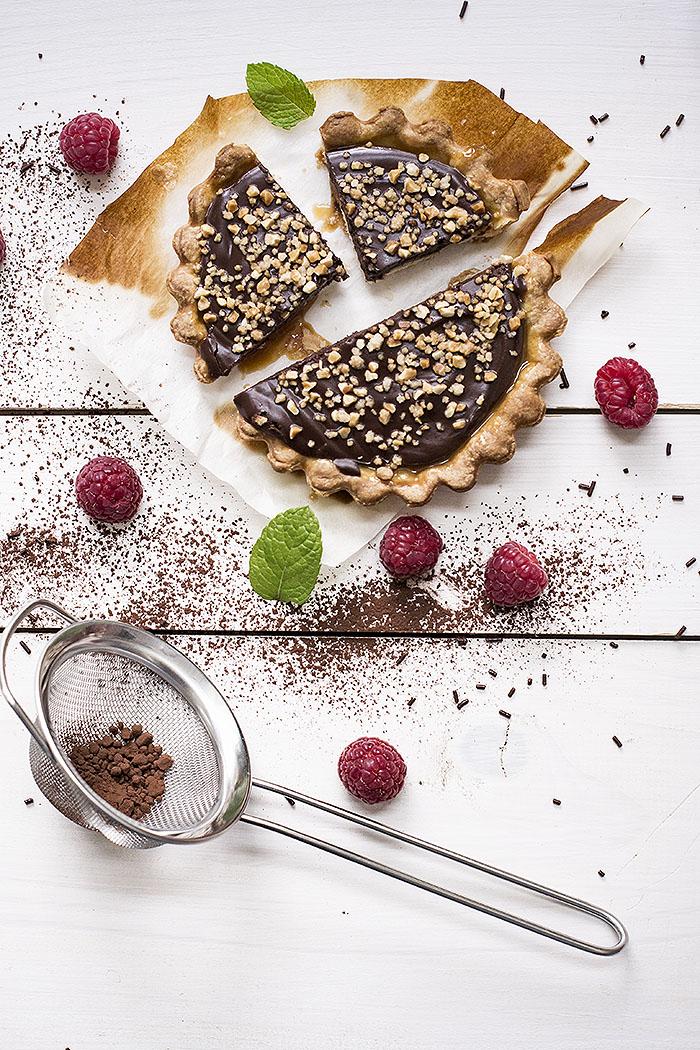 tartaletas de chocolate y caramelo salado