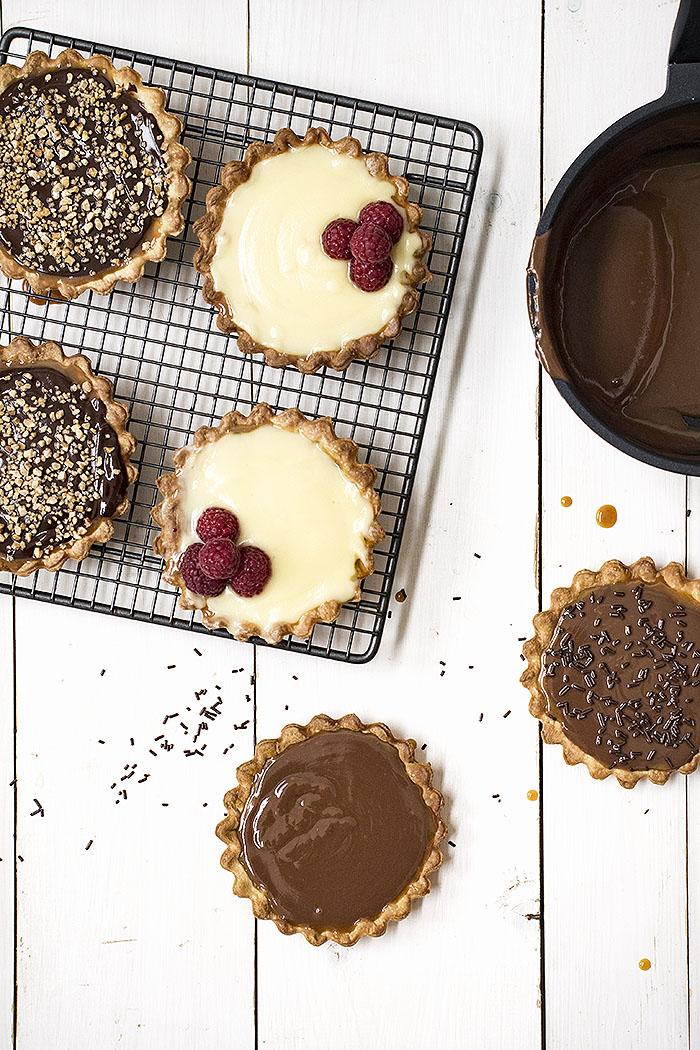 tartaletas de chocolate y caramelo salado