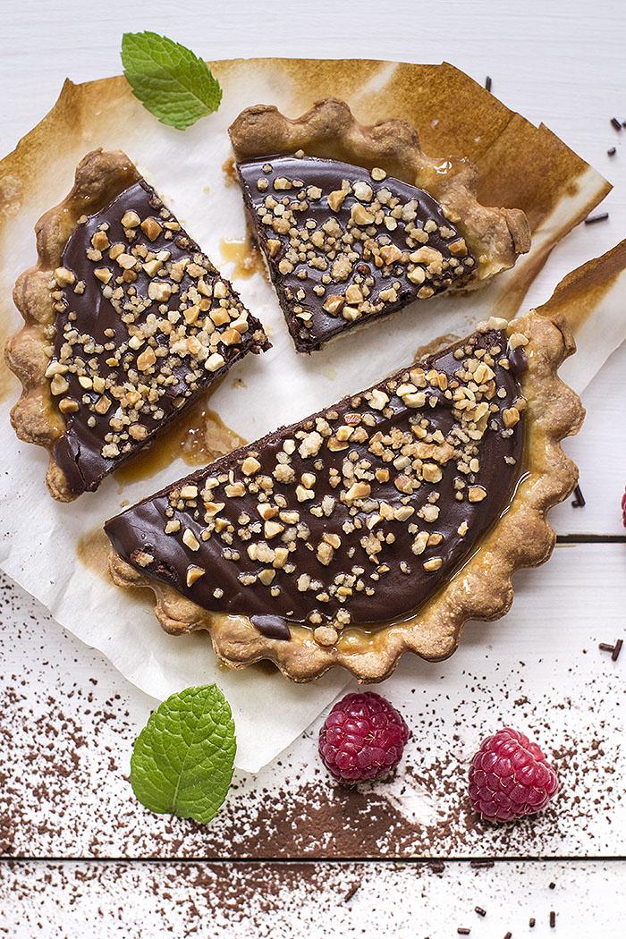 tartaletas de chocolate y caramelo salado