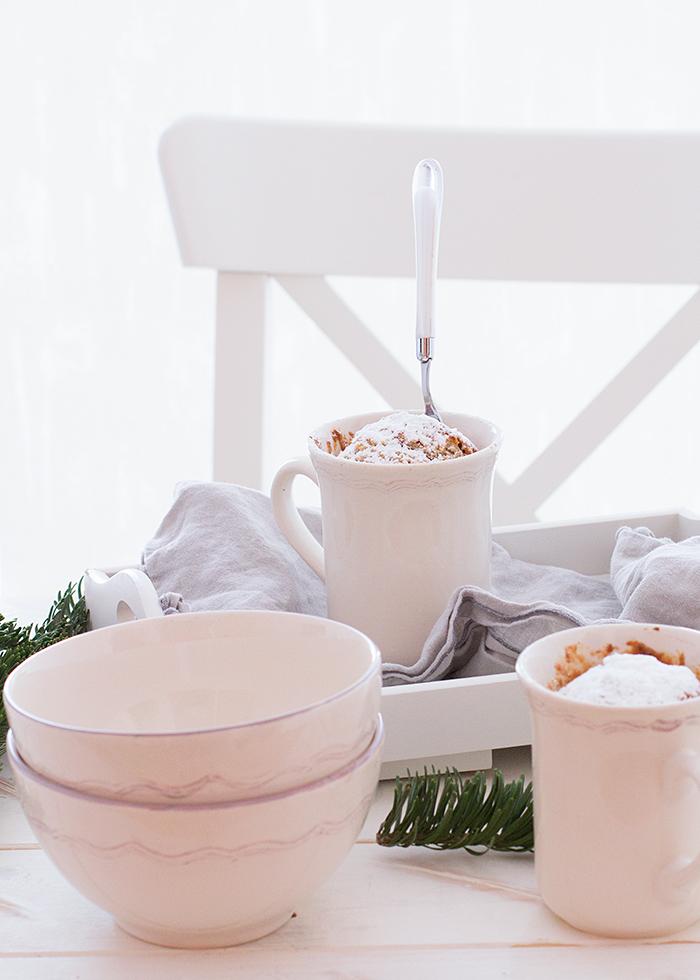 mug cake de chocolate blanco receta para Navidad