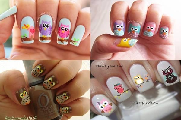 Decoración de uñas con buhos1-tile
