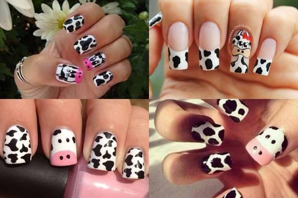 Decoración de uñas con vacas-tile