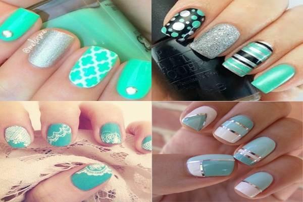 Decoración de uñas en verde agua1-tile