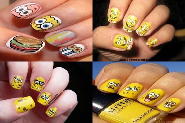 Decoración de uñas con bob esponja1-tile