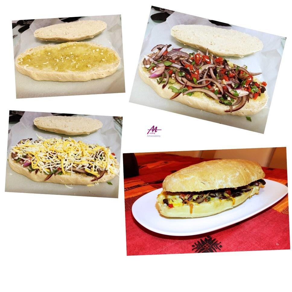 focaccia rellena a la mediterránea