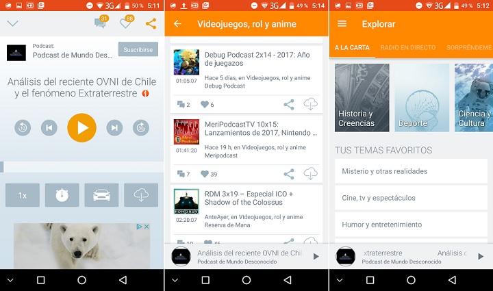 iVoox mejor app de podcasting para android ios podcast escuchar programas de radio desde el movil celular teléfono gratis 