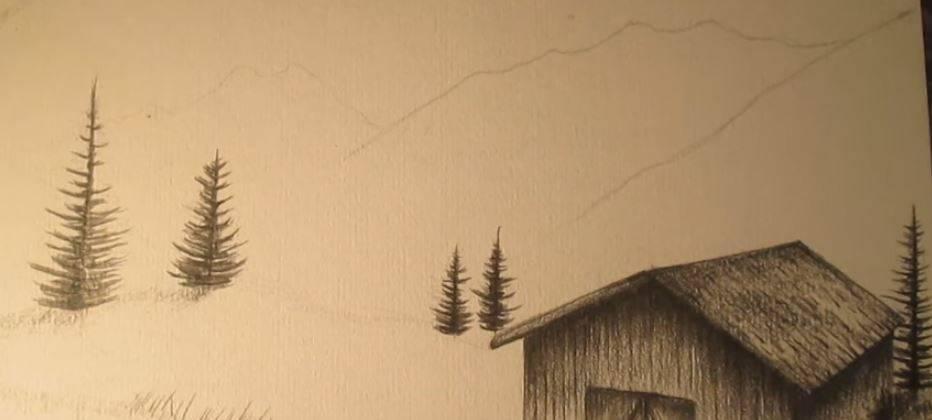 Paso 3 para dibujar paisajes realistas