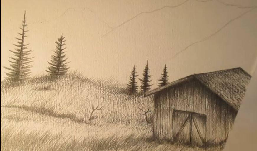 Paso 4 para dibujar paisajes realistas