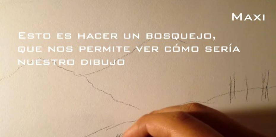 Paso 1 para aprender a dibujar paisajes a carboncillo