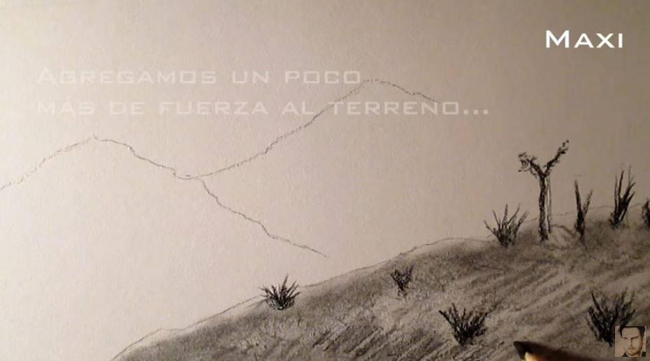 Paso 3 para aprender a dibujar paisajes a carboncillo