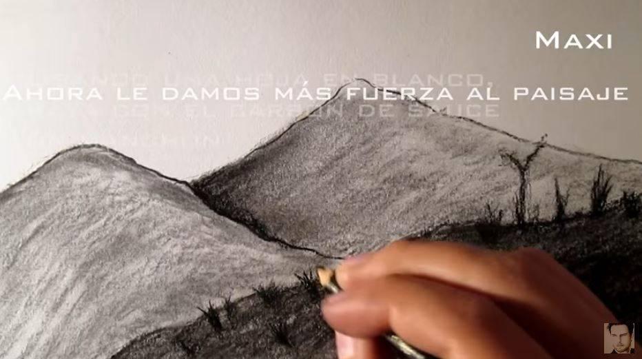 Paso 4 para aprender a dibujar paisajes a carboncillo