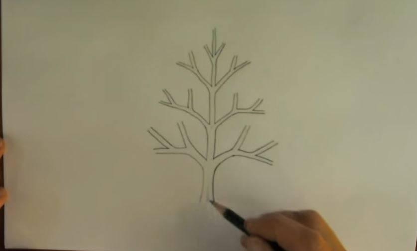 paso 2 para dibujar paisajes con arboles