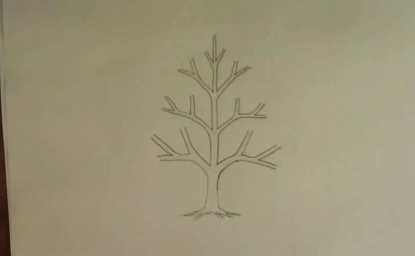 paso 3 para dibujar paisajes con arboles