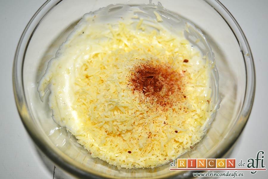 Pan de ajo gratinado, añadir una pizca de pimentón picante