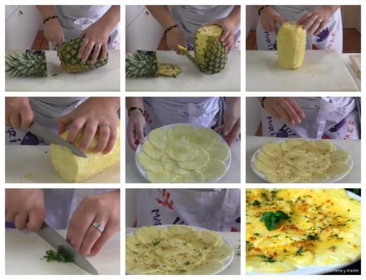 carpaccio-de-piña-con-hierbabuena elaboración