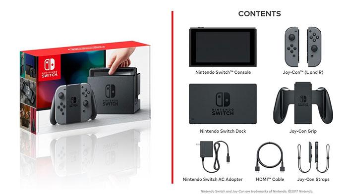 nintendo switch contenido caja