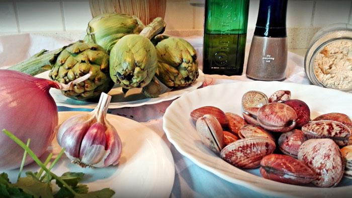 Receta de alcachofas con almejas