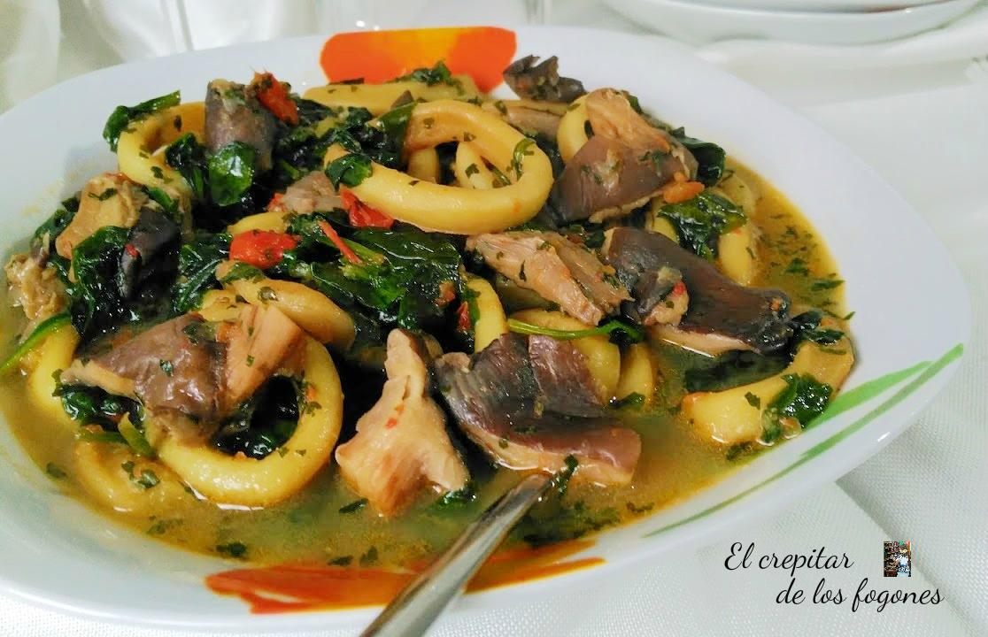 anillas de calamar guisadas