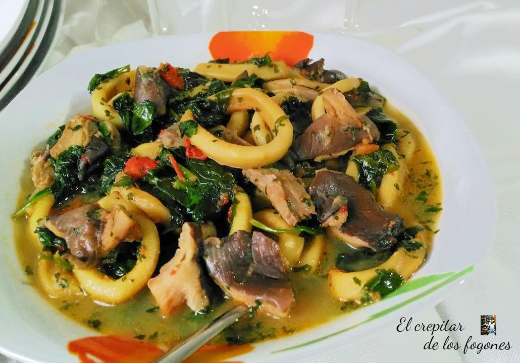 anillas de calamar guisadas