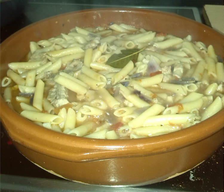 Macarrones con chuleta de cerdo