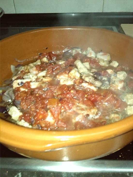 Macarrones con chuleta de cerdo