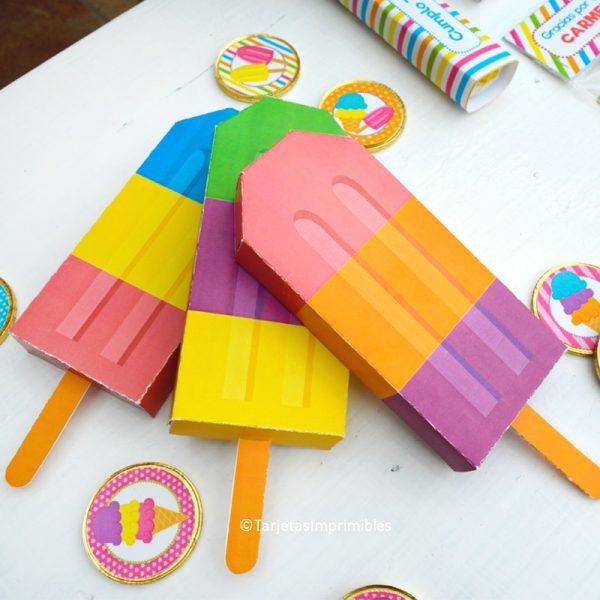 cajitas con forma de paletas helados