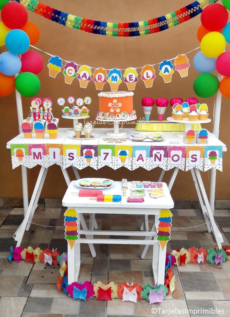 cumpleaños de helados decoraciones