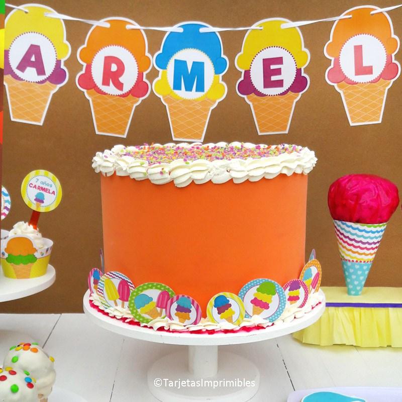 mesa temática para cumple de helados