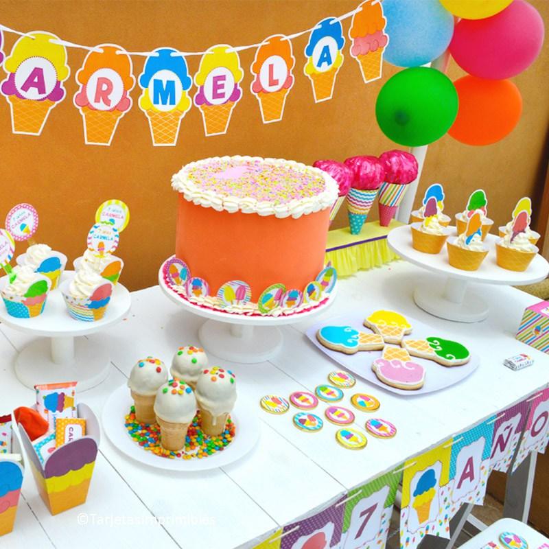 cumpleaños temático de helados