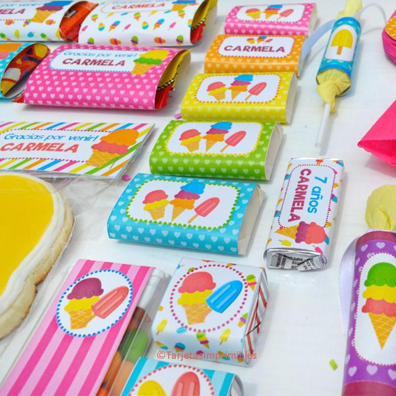 golosinas personalizadas para fiesta de helados