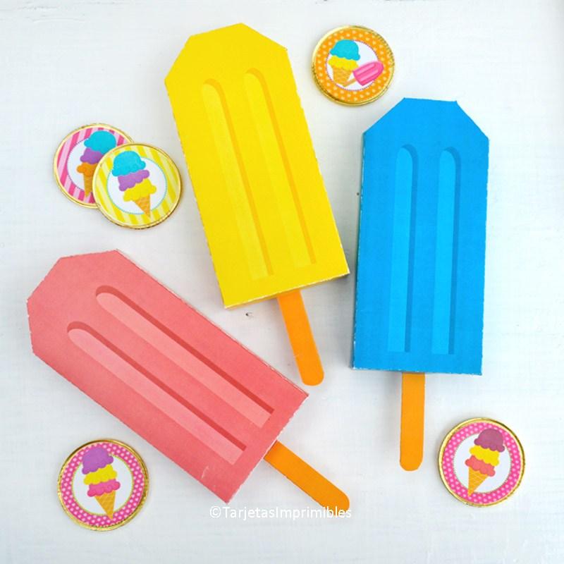 cajitas para imprimir con forma de helados
