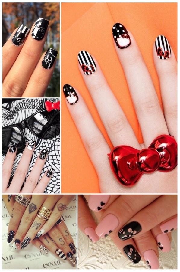 como poner uñas de hello kitty