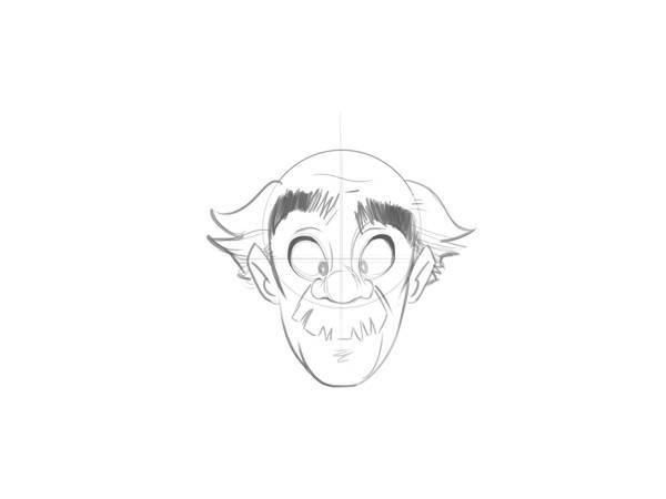 aprender a dibujar rostros ancianos de dibujos animados paso 5