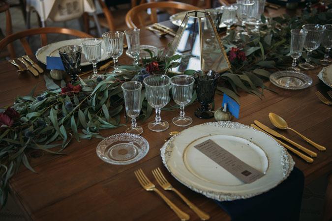 Boda otoño azul marsala