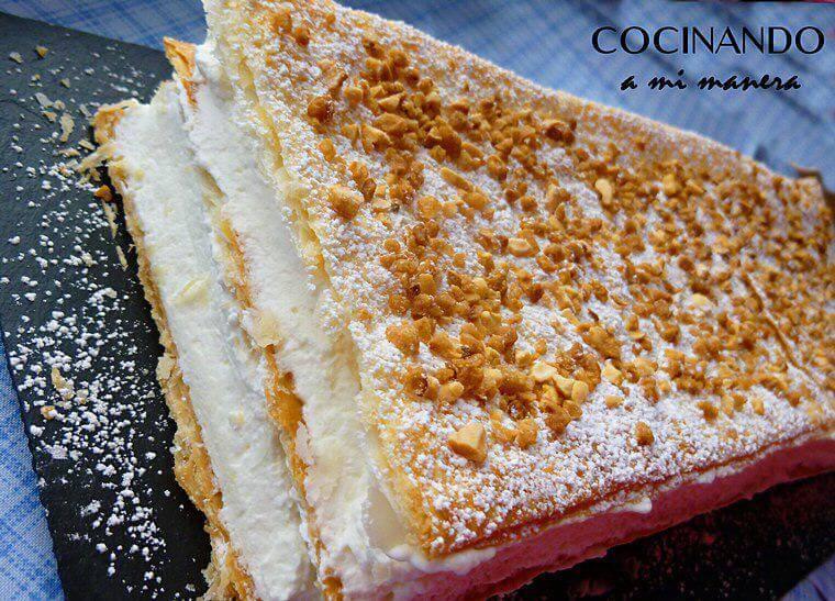 milhojas de nata (crema de leche)