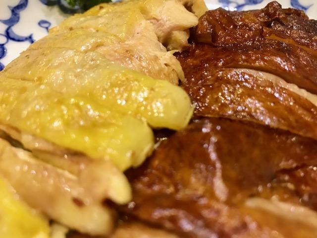 Pato Asado y Pollo al Vapor