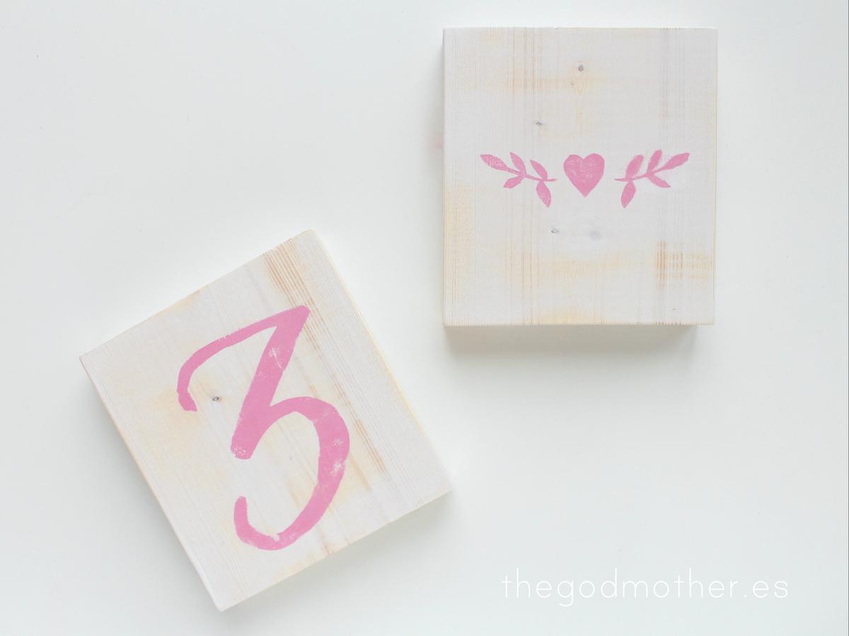 DIY meseros boda - boda handmade - numeración mesa boda